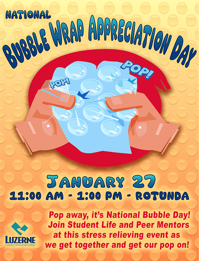 Bubble Wrap Appreciation Day Event, Rotunda, 11:00 a.m - 1:00 p.m