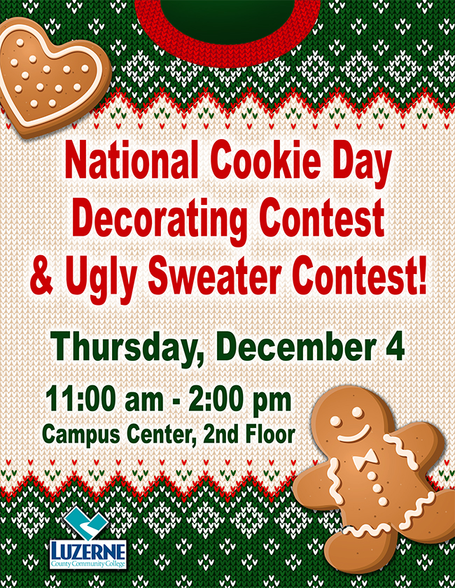 National Cookie Day Decorating Contest & Ugly Sweater Contest, 11:00 am - 2:00 pm, Campus Center, Rotunda, 3rd Floor, Building 14