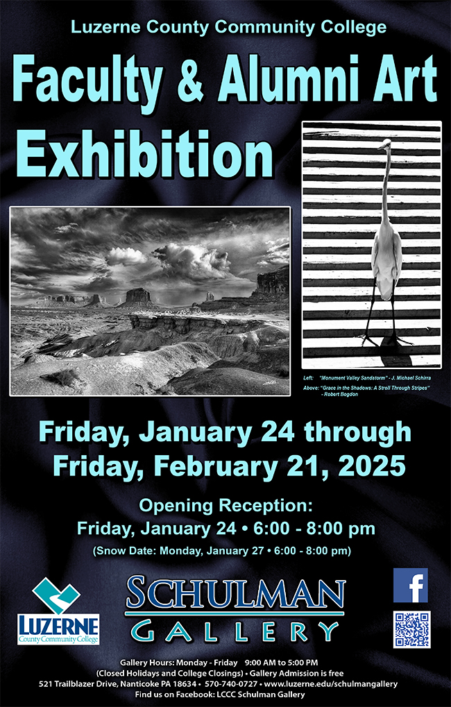 Schulman Gallery Opening Reception, Faculty & Alumni Art Exhibition, 6:00 - 8:00 p.m (Snow Date: January 27)