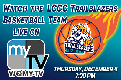 Catch the Trailblazers in action Thursday, December 4 at 7 PM on WQMY-TV as they face Rowan College South Jersey–Cumberland.
Don’t miss this unique two-hour broadcast showcasing Luzerne County Community College and highlighting our programs, students, and community impact.